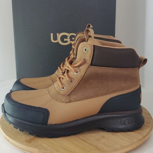 UGG Emmett Waterproof Leather Duckboot Chestnut Men's Size 9 NIB - Picture 4 of 13